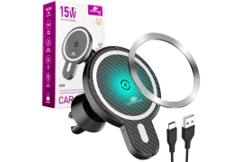 Uchwyt samochodowy z ładowarką Magsafe + Ring 15W