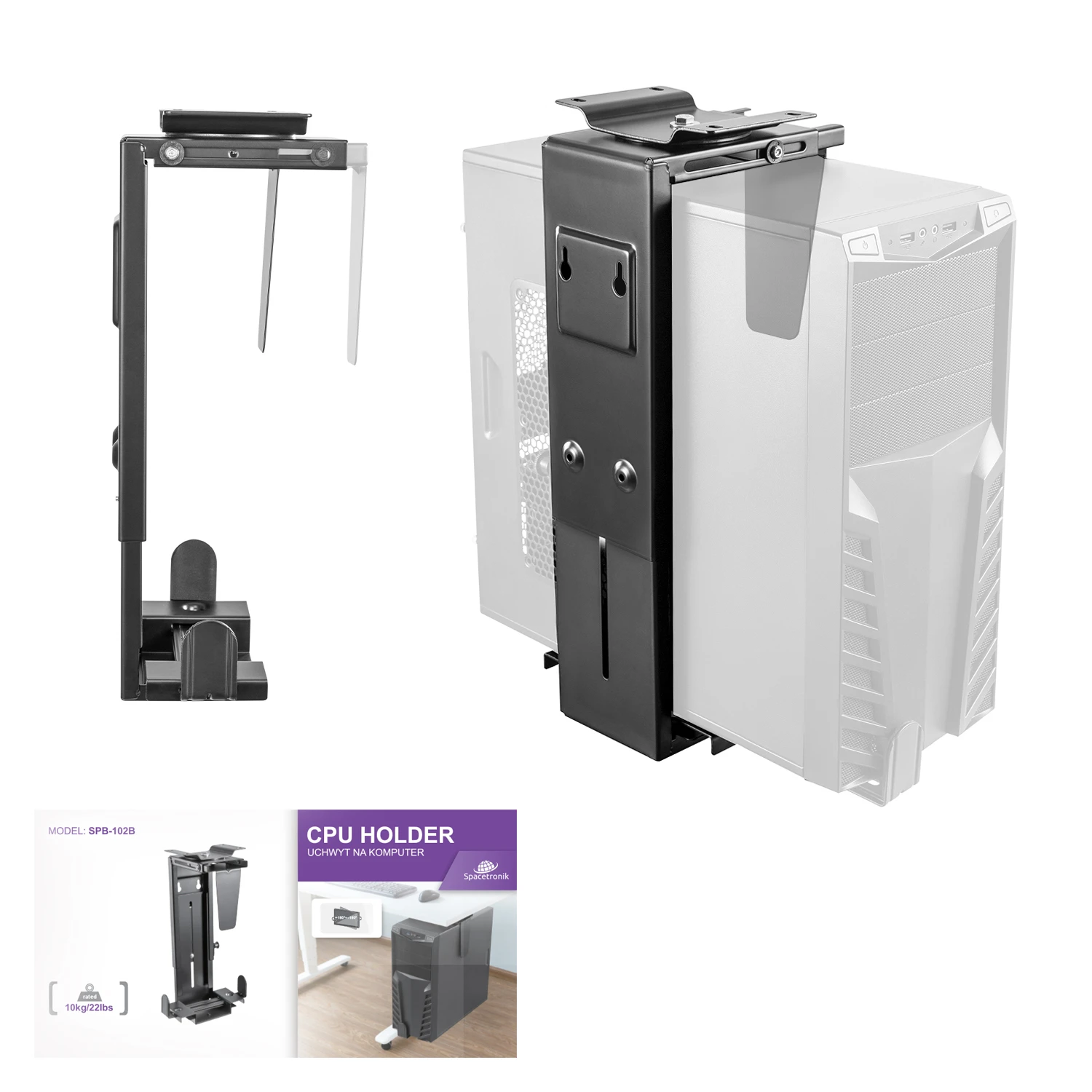 Uchwyt podbiurkowy komputera Spacetronik SPB-102B OUTLET
