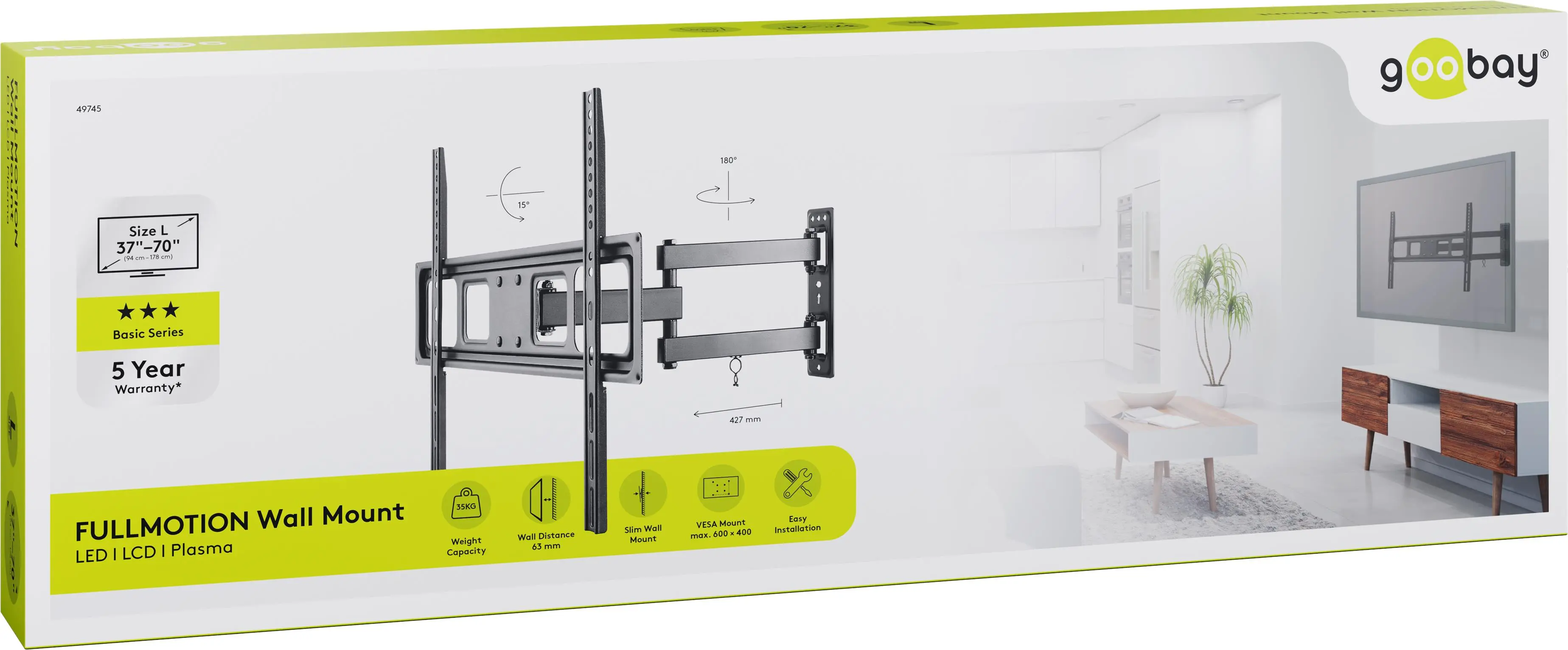 Uchwyt TV Goobay BASIC FULLMOTION L 37