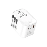 Uniwersalny adapter podróżny ładowarka 65W 2xUSB-C (PD) 1xUSB-A (QC 3.0) US UK UE LDNIO_Z6