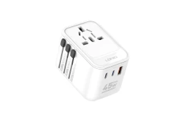 Uniwersalny adapter podróżny ładowarka 45W 2xUSB-C (1xPD, 1xQC) 1xUSB-A (QC 3.0) US UK UE LDNIO_Z8