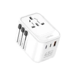 Uniwersalny adapter podróżny ładowarka 45W 2xUSB-C (1xPD, 1xQC) 1xUSB-A (QC 3.0) US UK UE LDNIO_Z8