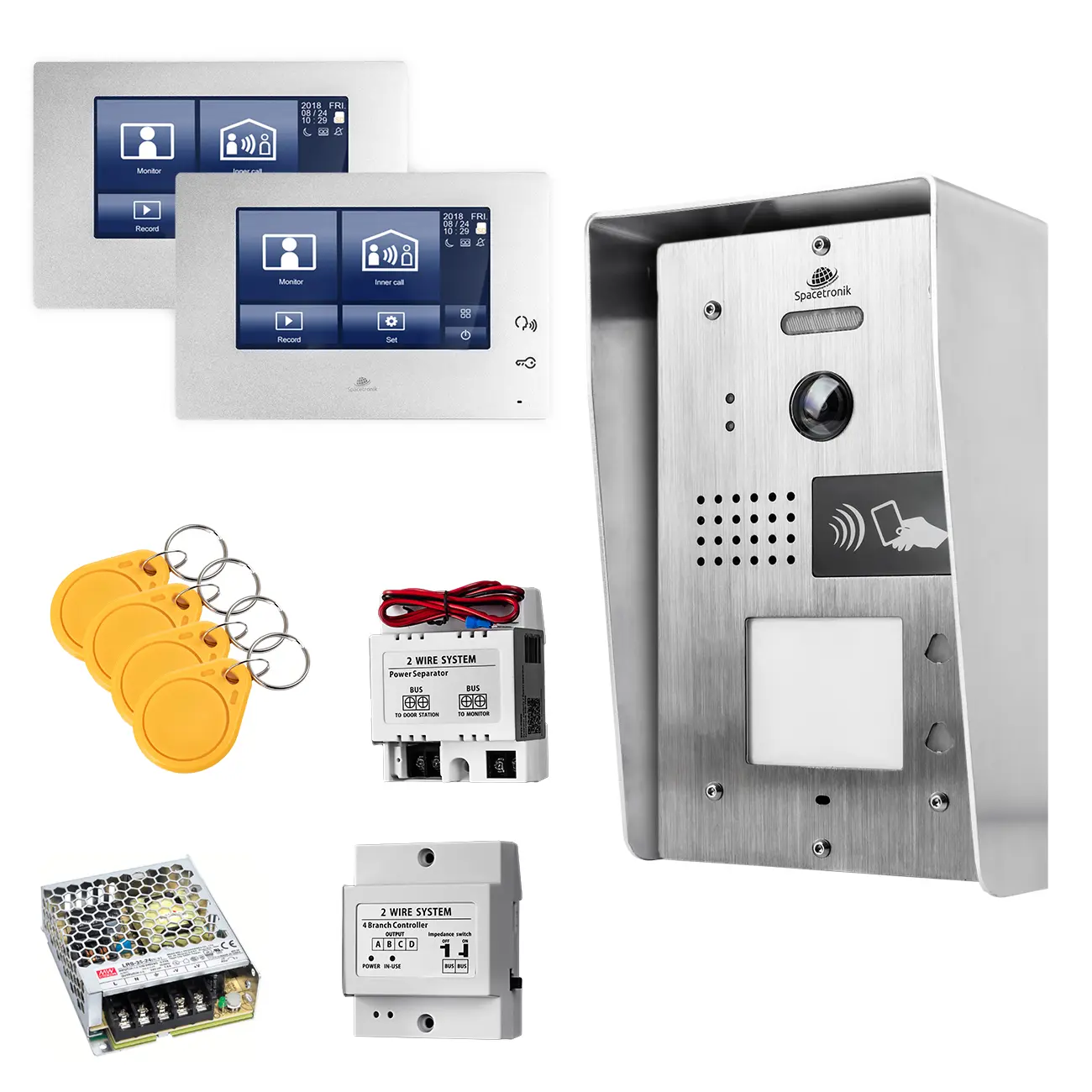 Zestaw wideodomofon dwurodzinny z monitorami dotykowymi 7