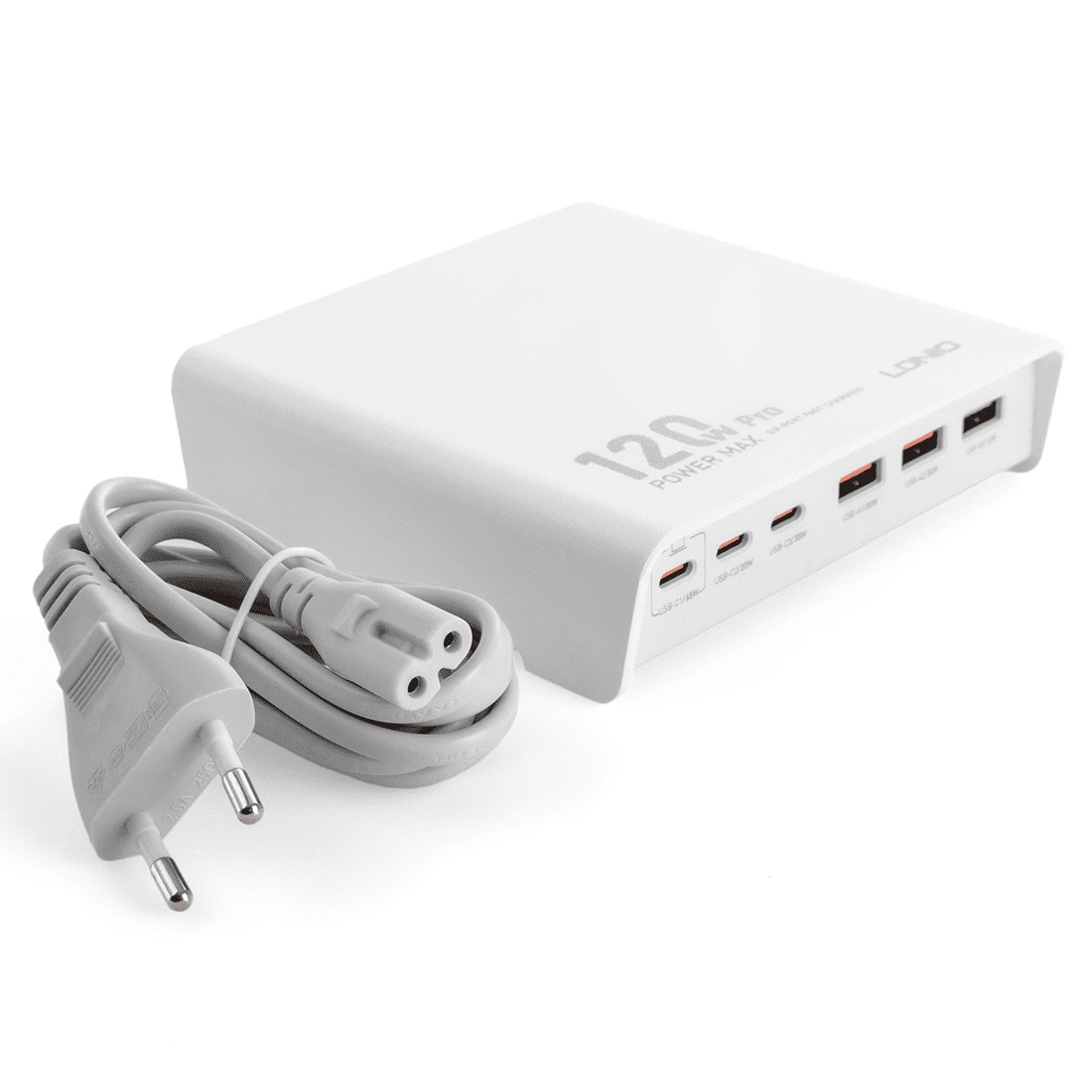 Wielofunkcyjna biała stacja ładująca 120W LDNIO Q605 6 portów USB (3 USB-C, 3 USB-A)