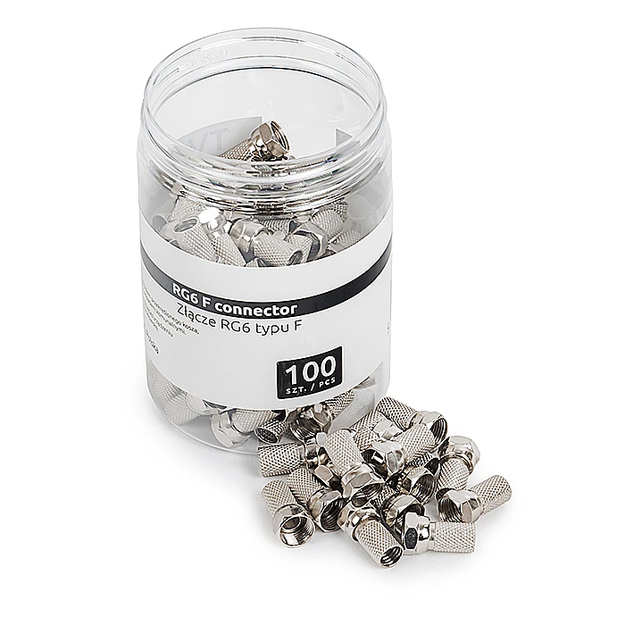 Wtyk F antenowy nakręcany 6,5 - 6,7 mm/20 mm Spacetronik TV-FT01 100 szt.