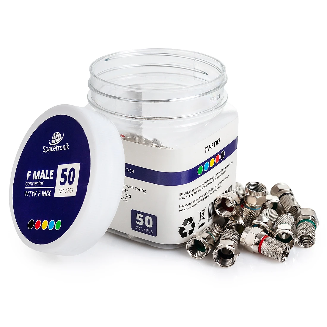 Wtyk F nakręcany HQ O-ring MIX 6.5mm/22.5mm Spacetronik TV-FT07 - 50szt