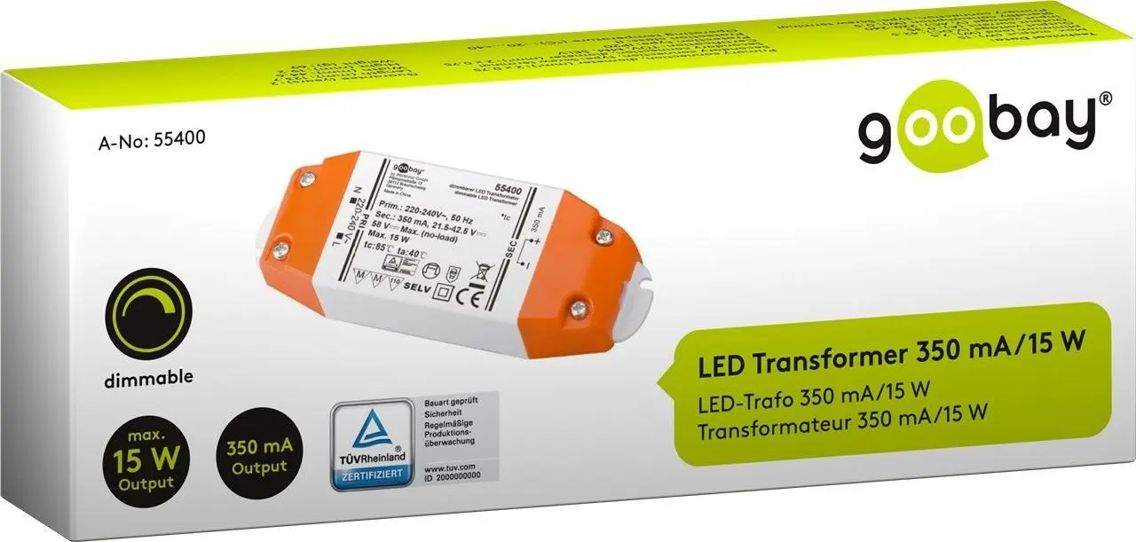 Zasilacz modułowy prądu stałego do lamp LED Goobay 21.5-42.5V/15W