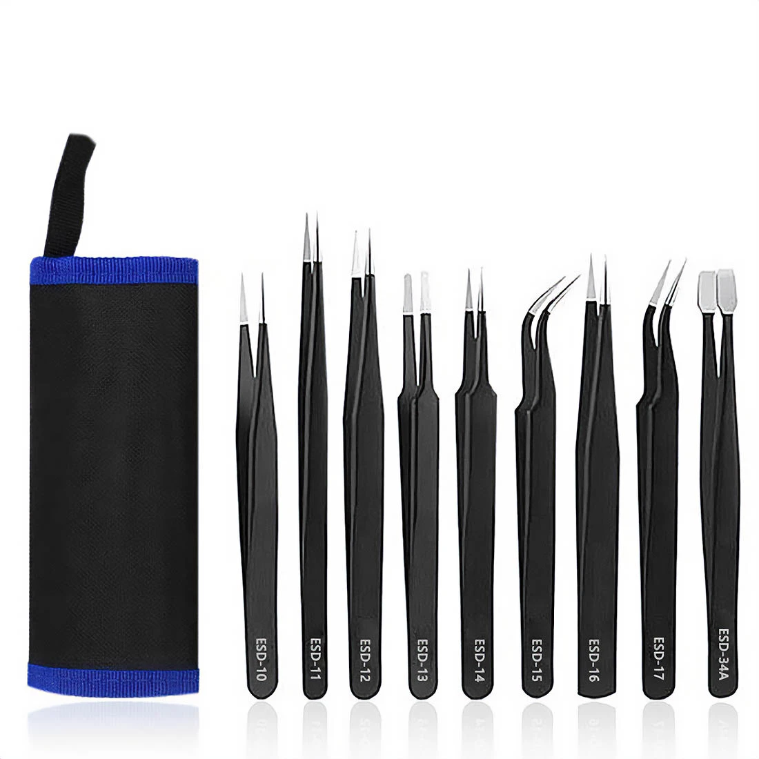 Zestaw 9 pęset precyzyjnych ESD SPM-T03